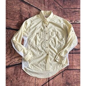 Rail Riders Men's X-Small Beige Button-Up Shirt Insect Shield Vent Cape